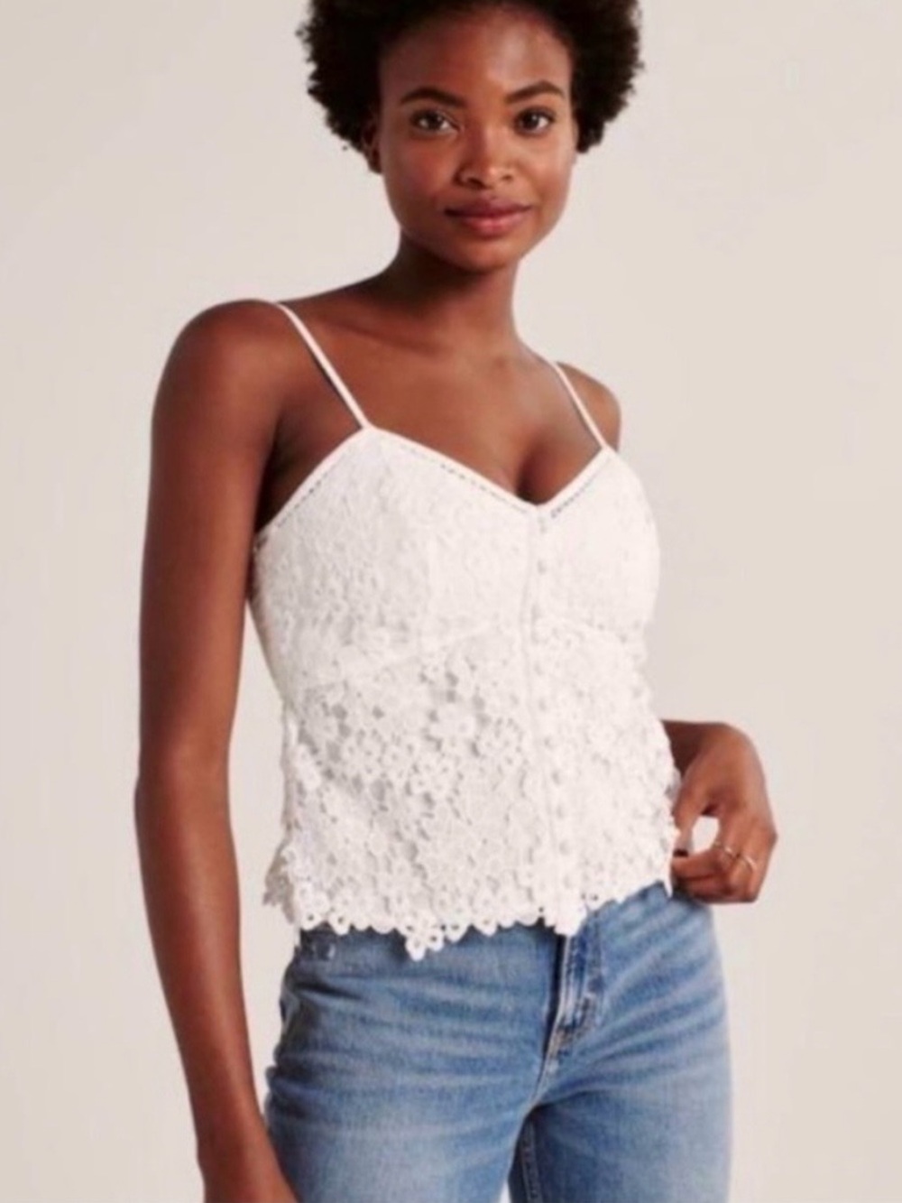 Abercrombie & Fitch White Lace Coquette Boho Cottagecore Summer Top